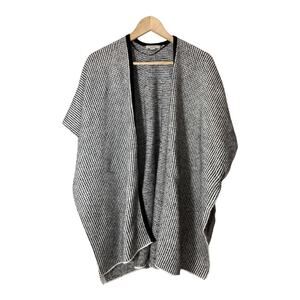LOFT Sweater Poncho Shawl XS/S Black Ivory Check Cardigan Wrap Shawl
